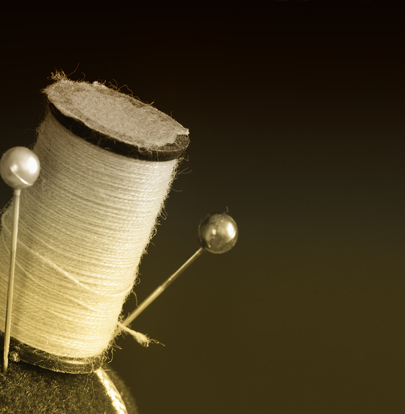 Vintage Thread And Pins In Sepia